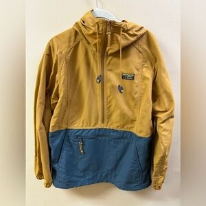 L.L. BEAN MENS ANORAK PULLOVER MUSTARD, BLUE